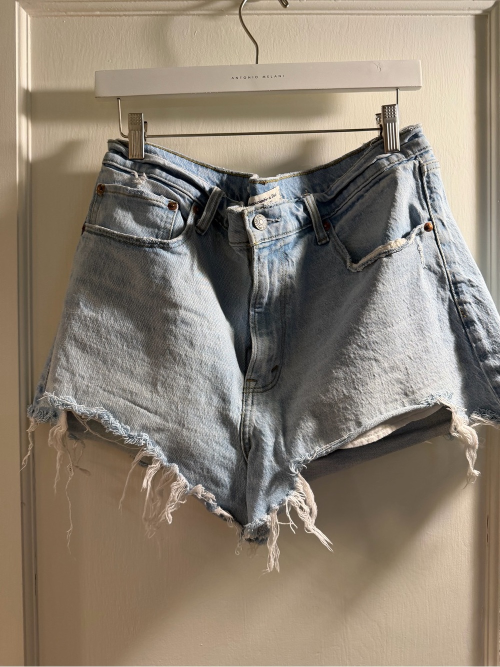 Abercrombie & Fitch Light Blue Frayed Hem Denim Shorts
